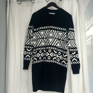 BCBG Sweater Dress—black and white oversized xs sweater dress